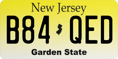 NJ license plate B84QED