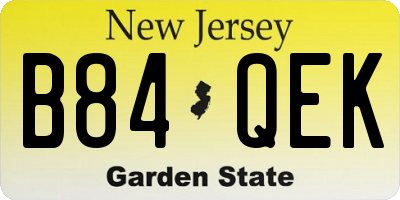 NJ license plate B84QEK