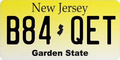 NJ license plate B84QET