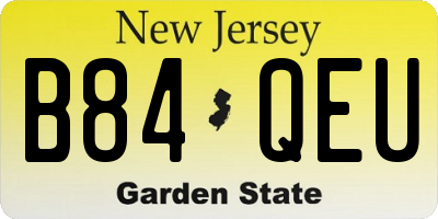 NJ license plate B84QEU