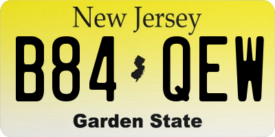 NJ license plate B84QEW