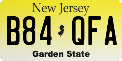 NJ license plate B84QFA