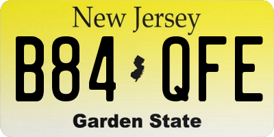NJ license plate B84QFE
