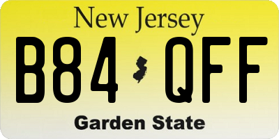 NJ license plate B84QFF