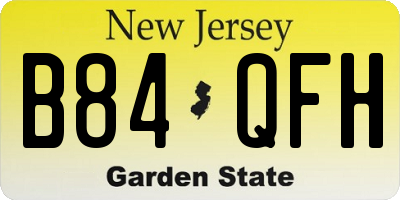 NJ license plate B84QFH
