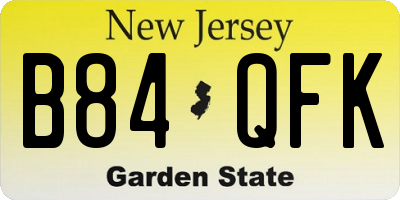 NJ license plate B84QFK