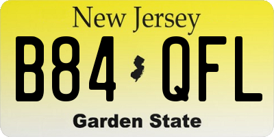 NJ license plate B84QFL