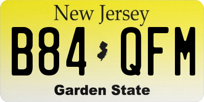 NJ license plate B84QFM