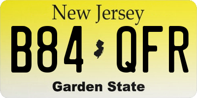 NJ license plate B84QFR