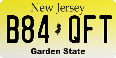 NJ license plate B84QFT