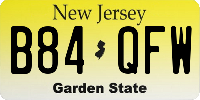 NJ license plate B84QFW