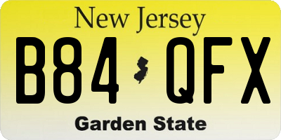 NJ license plate B84QFX