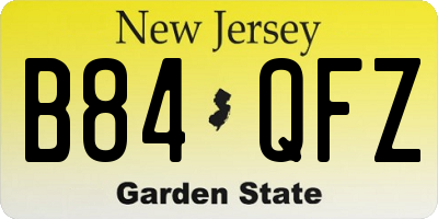NJ license plate B84QFZ