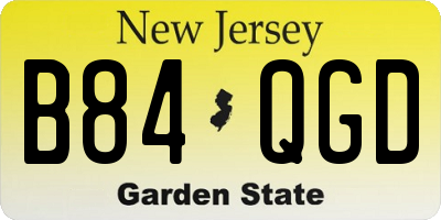 NJ license plate B84QGD