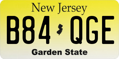 NJ license plate B84QGE