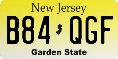 NJ license plate B84QGF