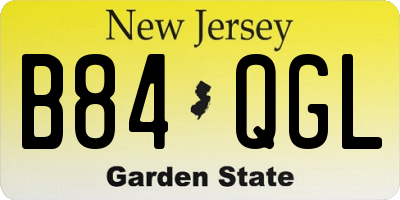 NJ license plate B84QGL