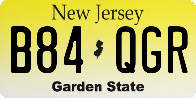 NJ license plate B84QGR