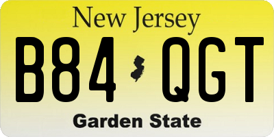 NJ license plate B84QGT