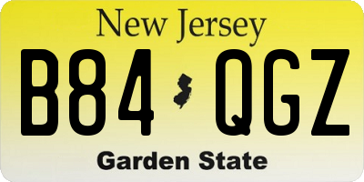 NJ license plate B84QGZ