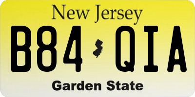 NJ license plate B84QIA