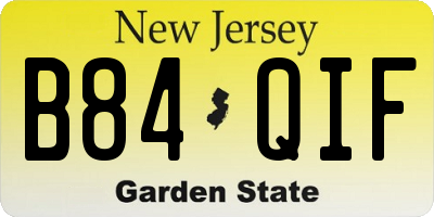 NJ license plate B84QIF