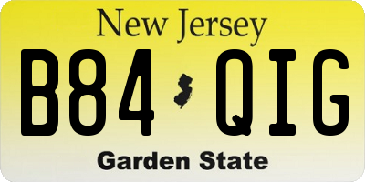 NJ license plate B84QIG