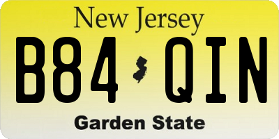 NJ license plate B84QIN
