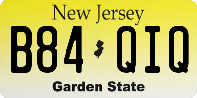 NJ license plate B84QIQ