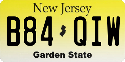 NJ license plate B84QIW