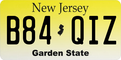 NJ license plate B84QIZ