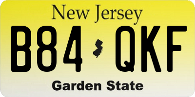 NJ license plate B84QKF