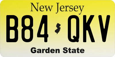 NJ license plate B84QKV