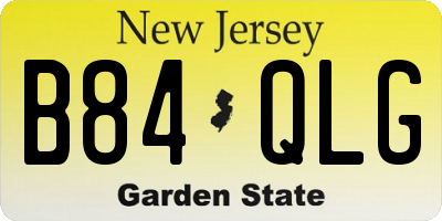 NJ license plate B84QLG
