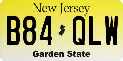 NJ license plate B84QLW
