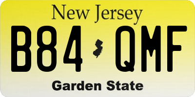 NJ license plate B84QMF