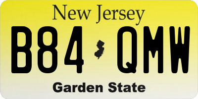 NJ license plate B84QMW