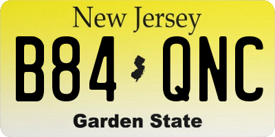 NJ license plate B84QNC
