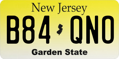 NJ license plate B84QNO