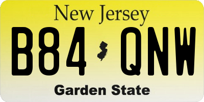 NJ license plate B84QNW
