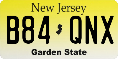 NJ license plate B84QNX