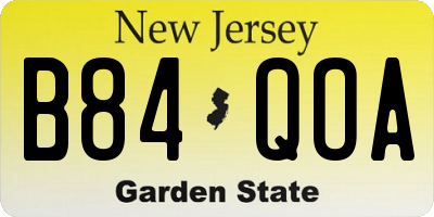 NJ license plate B84QOA