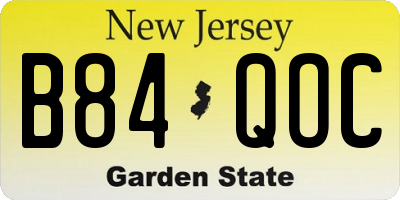 NJ license plate B84QOC