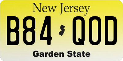 NJ license plate B84QOD