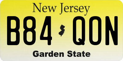 NJ license plate B84QON