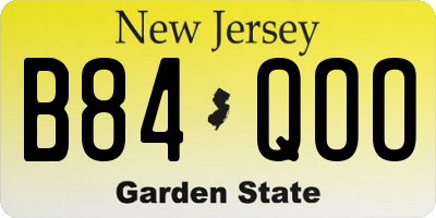 NJ license plate B84QOO