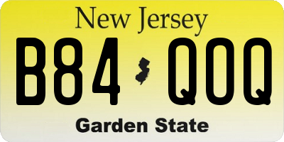 NJ license plate B84QOQ