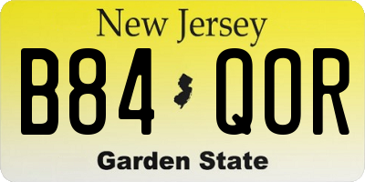 NJ license plate B84QOR