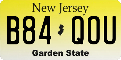 NJ license plate B84QOU