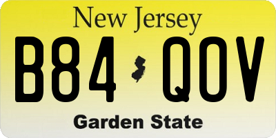 NJ license plate B84QOV